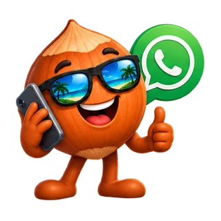 Nutz.travel mascot on the phone and WhatsApp