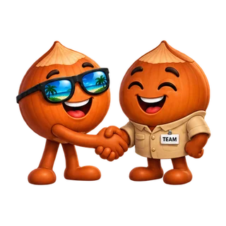 Nutz.travel mascots shaking hands
