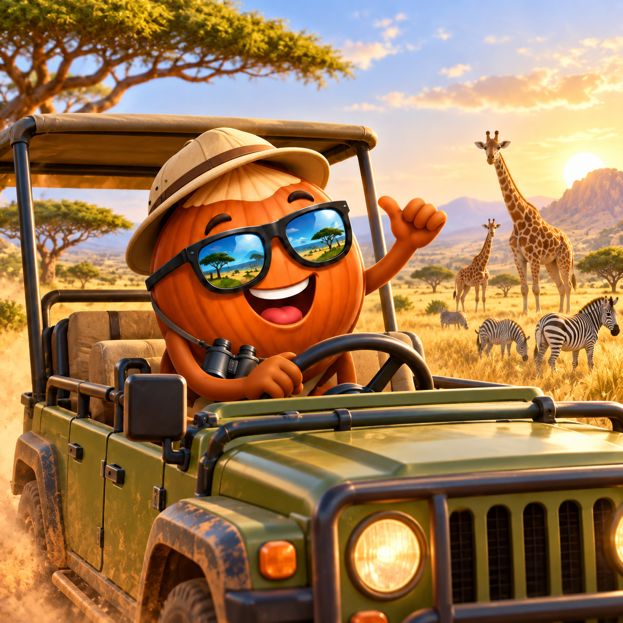 Nutz.travel mascot on safari